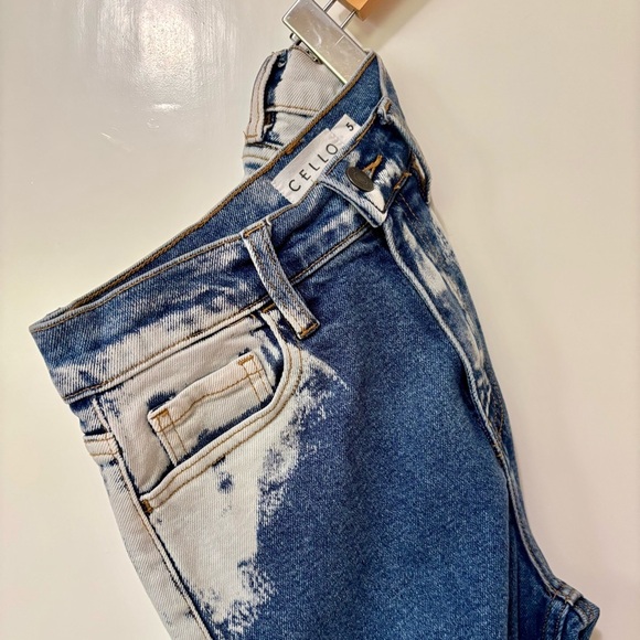 Cello| Blue & White Straight Leg High Waist Denim Jeans Sz 5/6 - Picture 2 of 8
